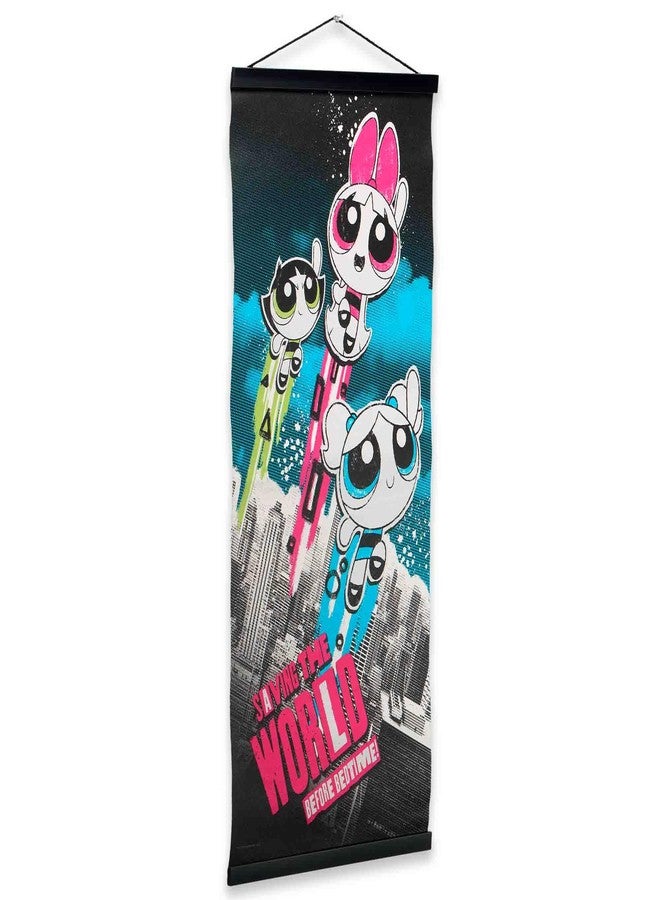 Open Road Brands Powerpuff Girls Saving the World Before Bedtime Hanging Canvas Banner - Fun Powerpuff Girls Wall Decor for Home - Image 2